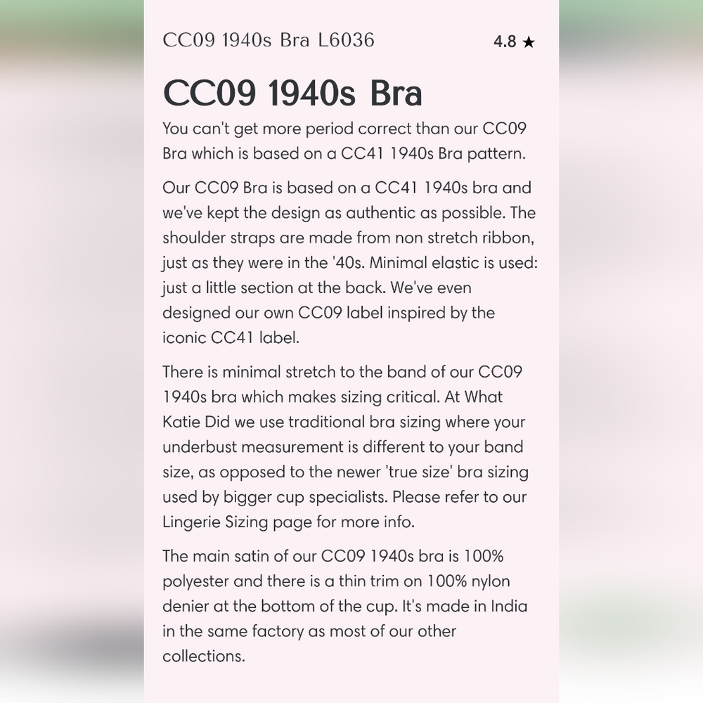 What Katie Did CC09 1940s bra - Picture 2 of 6